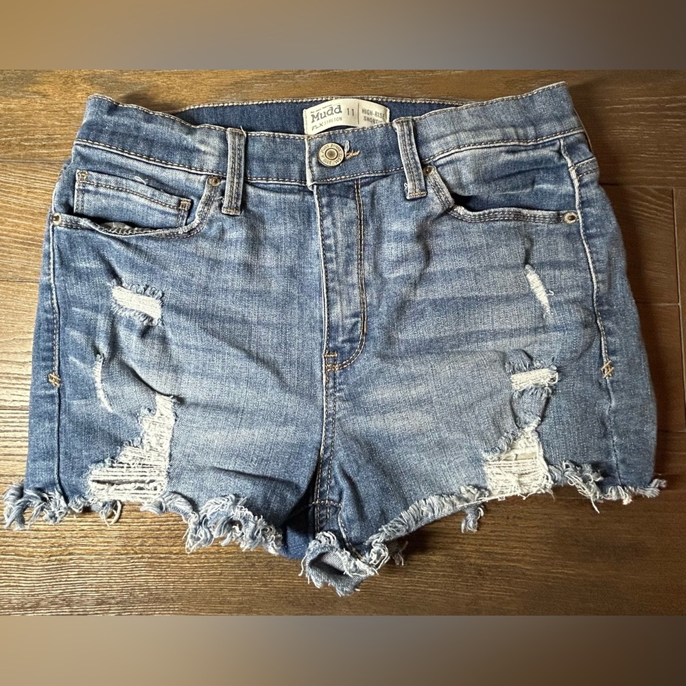 Mudd Blue Distressed Jean Shorts